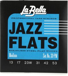 Струны для электрогитары La Bella 20PM Jazz Flats из нержавеющей стали с плоской обмоткой — средние