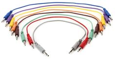 Соединительный кабель Hosa CSS-845 с разъемом TRS 1/4 дюйма на разъем TRS 1/4 дюйма, 8 шт., длина 1,5 фута (различные цвета)