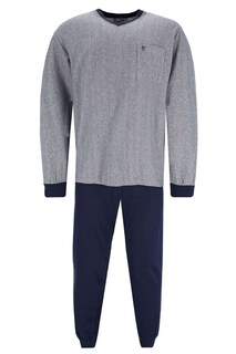 Длинная пижама Hajo, синий/пестрый серый
