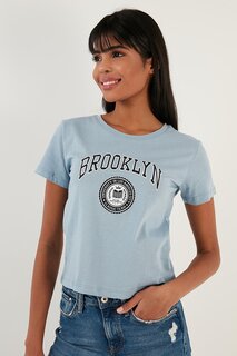 Футболка приталенного кроя с круглым вырезом Brooklyn 5864581 Lela, синий