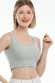 Женская укороченная трикотажная майка-футболка SPR21Y19 Süperlife, светло-серый