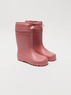 Резиновые сапоги для девочек с эластичным шнурком LCW STEPS, матовый розовый