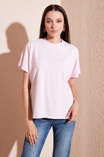 Базовая футболка оверсайз из 100 % хлопка с круглым вырезом 5864489 Lela, светло-розовый
