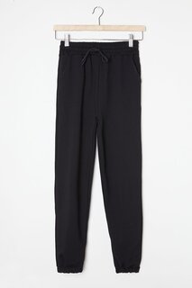 Черные базовые спортивные штаны для мальчиков с эластичной резинкой на талии и штанинах 16255 Cansın Mini