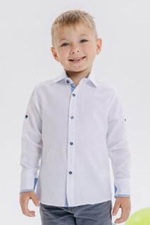 Рубашка для мальчика белая на кнопках (8–12 лет) Breeze