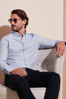 Рубашка приталенного кроя из смеси хлопка с длинными рукавами CF23S7494 Buratti, темно-синий