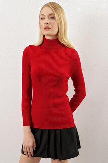 Темно-красный базовый трикотаж в рубчик с водолазкой и свитером Giens