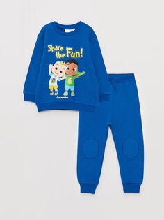 Толстовка для маленьких мальчиков с круглым вырезом и длинными рукавами с принтом Cocomelon и спортивный костюм, комплект из 2 предметов LCW baby