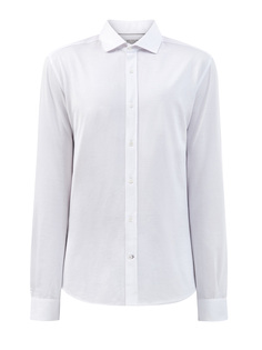 Белая рубашка кроя leisure из гладкого хлопкового поплина Brunello Cucinelli