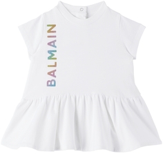 Белое блестящее платье для малышки Balmain