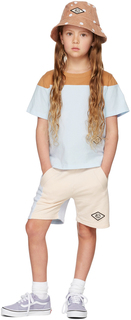 Детские голубо-бежевые шорты со вставками Wynken
