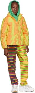 Детская желто-оранжевая куртка-пуховик с молниями ERL