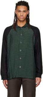 Зелено-черная рубашка со вставками Labrum