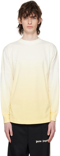 Бело-желтая футболка с длинным рукавом с градиентом Palm Angels