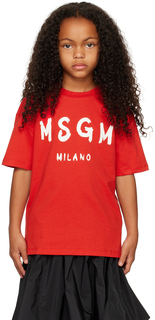 Детская красная футболка с логотипом MSGM Kids