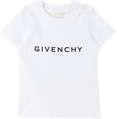 Детская белая футболка с принтом Givenchy