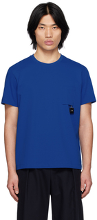Синяя футболка с накладным карманом Wooyoungmi