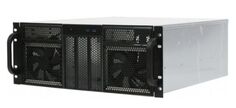 Корпус серверный 4U Procase RE411-D5H10-FC-55 5x5.25+10HDD,черный,без блока питания,глубина 550мм,MB CEB 12"x10,5", панель вентиляторов 3*120x25 PWM