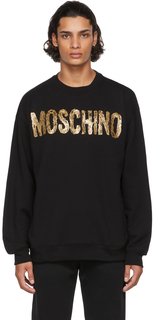 Черный свитшот с металлическим логотипом Moschino