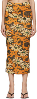 Оранжевая юбка Sibi с цветочным принтом Nanushka
