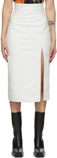 Белая кожаная винтажная юбка с разрезом Meryll Rogge