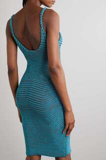 ISA BOULDER платье миди в рубчик Body Curl из эластичного трикотажа, синий