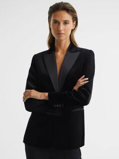 Бархатный блейзер Reiss Opal, черный