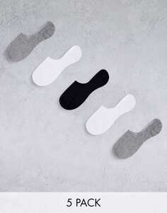 Набор из 5 одноцветных носков-невидимок ASOS DESIGN