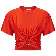 Укороченная футболка Paco Rabanne со сборками и кольцами Паприка