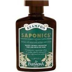 Шампунь Saponics с натуральными экстрактами мыльнянки и листьев крапивы для тонких и нежных волос, Farmona