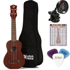 Luna Love Music Peace Soprano Набор предметов первой необходимости для укулеле — Satin Natural