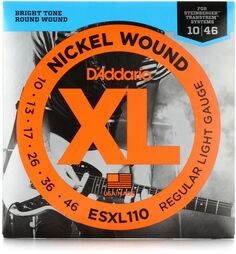 Струны для электрогитары D&apos;Addario ESXL110 XL с двойным шариковым наконечником и никелевой обмоткой — .010-.046, светлые D'addario