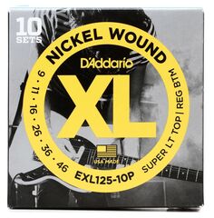 Струны для электрогитары D&apos;Addario EXL125 XL с никелированной обмоткой — .009-.046, сверхлегкий верх/обычный низ (10 шт.) D'addario