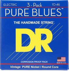 Струны для электрогитары DR Strings PHR-10 Pure Blues Pure Nickel — .010-.046 Medium Factory (3 шт.)