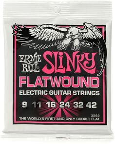 Новые струны для электрогитары Ernie Ball 2593 Super Slinky с плоской обмоткой — .009-.042