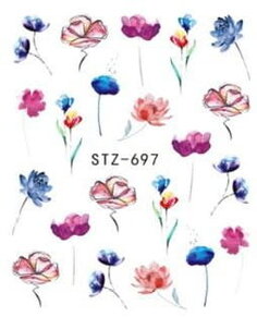 Водная наклейка для ногтей «Полевые цветы» STZ-697, AllePaznokcie