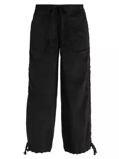 Бархатные широкие брюки-смокинг Greg Lauren, черный