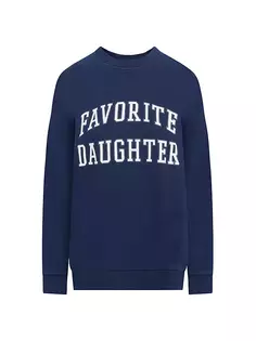 Большая хлопковый толстовка с логотипом Collegiate Favorite Daughter, темно-синий