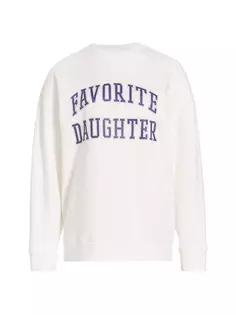 Большая хлопковый толстовка с логотипом Collegiate Favorite Daughter, белый