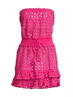 Хлопковое мини-платье Verity с люверсами Milly, розовый