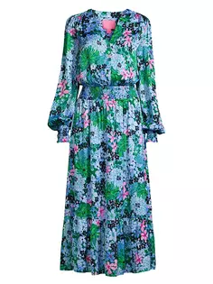 Платье миди с длинными рукавами и цветочным принтом Loubella Lilly Pulitzer, мультиколор