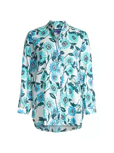 Хлопковая рубашка Tussa High-Low Ro&apos;S Garden, цвет blue ortensia