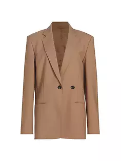 Двубортный пиджак из смесовой шерсти Helmut Lang, цвет dune