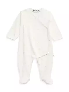 Хлопковая детская футболка с запахом и длинными рукавами Bonpoint, бежевый