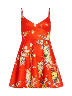 Льняное мини-платье Alight с цветочным принтом Zimmermann, красный