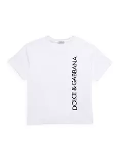 Футболка с круглым вырезом и логотипом Little Boy&apos;s &amp; Boy&apos;s Dolce&amp;Gabbana, белый