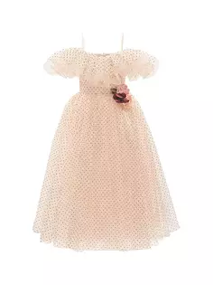 Платье с цветочным принтом в горошек для маленьких девочек и девочек Tulleen, розовый