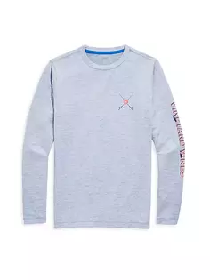 Футболка с длинными рукавами и логотипом Little Boy&apos;s &amp; Boy&apos;s Vineyard Vines, цвет morning mist