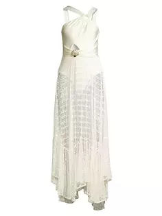 Асимметричное платье макси в сетку Patbo, белый
