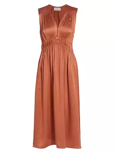 Шелковое платье миди с v-образным вырезом Elowyn Xirena, цвет copper opal